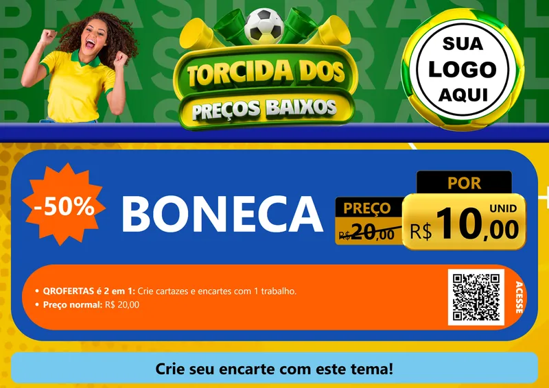 Modelo de Cartaz para Cartaz A4 Horizontal com o tema Torcida dos Preços Baixos para Brinquedos