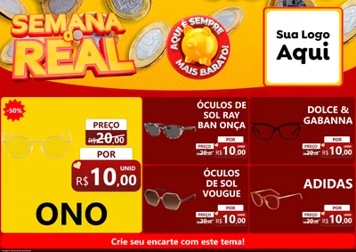 Modelo de Encarte para Encarte A4 Horizontal com o tema Semana do Real para Óticas