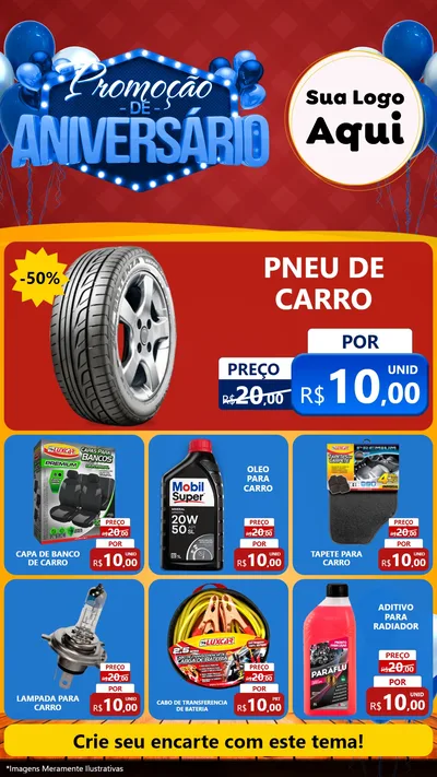 Modelo de Rede Social para Stories com o tema Promoção de Aniversário para Auto peças