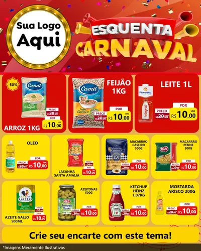 Modelo de Rede Social para Feed Instagram com o tema Esquenta Carnaval para Supermercado