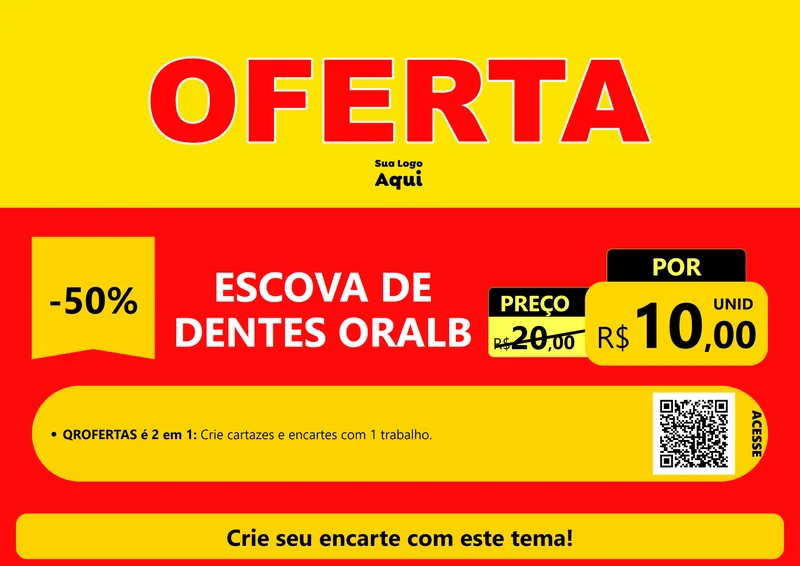 Modelo de Cartaz para Cartaz A4 Horizontal com o tema OFERTA - Vermelho Cartaz para Higiene Pessoal
