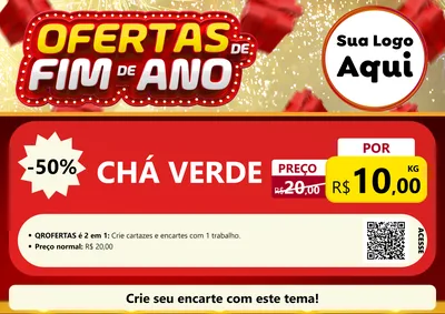 Modelo de Cartaz para Cartaz A4 Horizontal com o tema Ofertas de Fim de Ano para Produtos Naturais