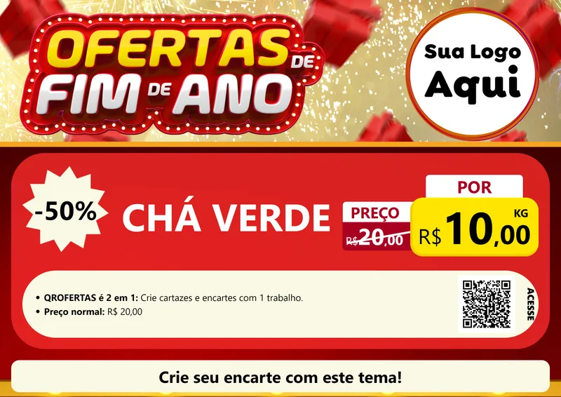 Modelo de Cartaz para Cartaz A4 Horizontal com o tema Ofertas de Fim de Ano para Produtos Naturais