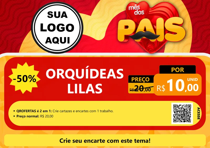 Modelo de Cartaz para Cartaz A4 Horizontal com o tema Mês Dos Pais para Floricultura e jardim
