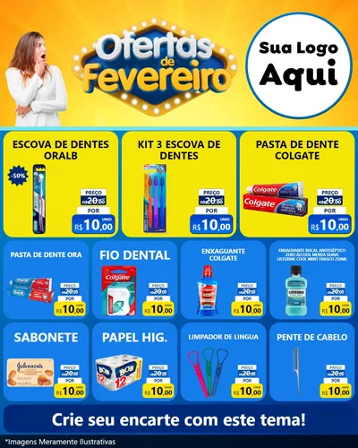 Modelo de Rede Social para Feed Instagram com o tema Ofertas de Fevereiro para Higiene Pessoal