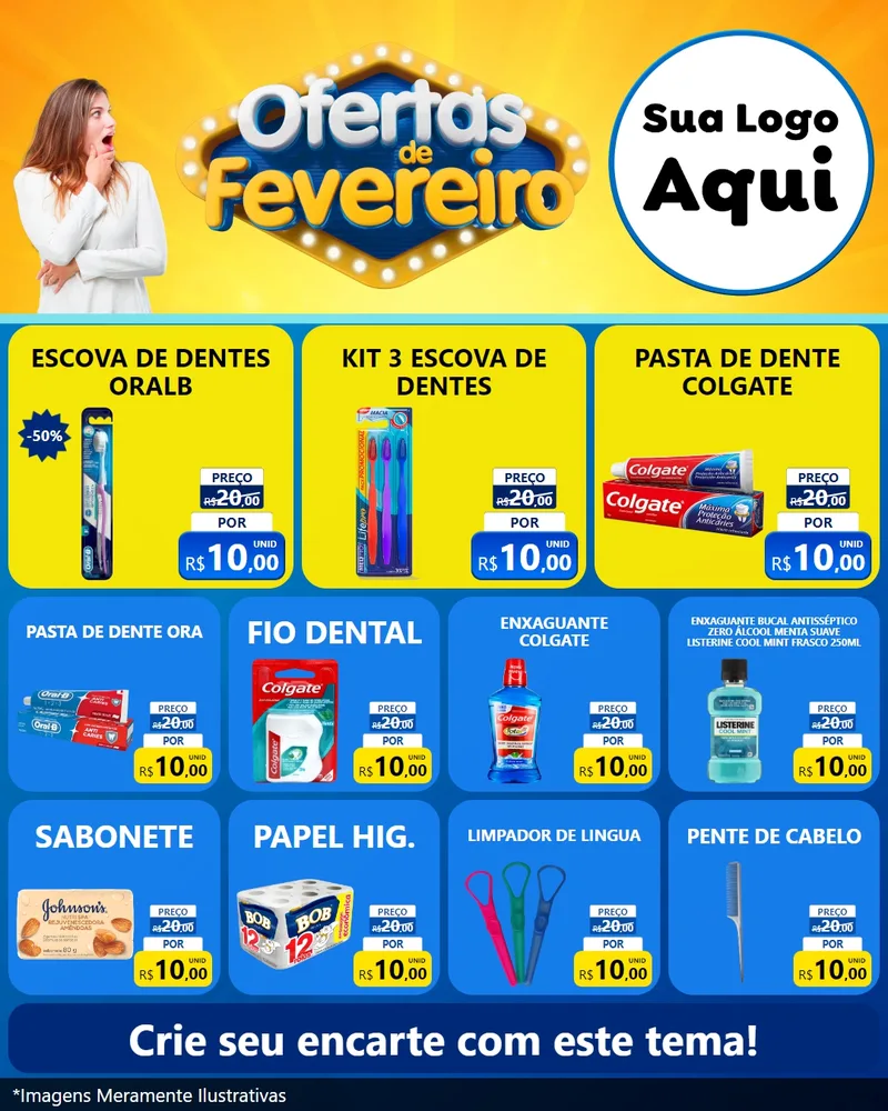 Modelo de Rede Social para Feed Instagram com o tema Ofertas de Fevereiro para Higiene Pessoal