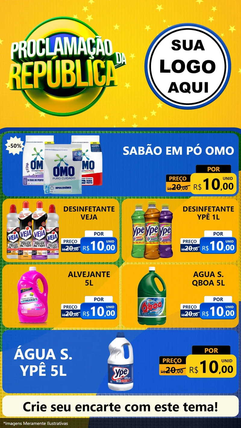 Modelo de TV para TV Vertical com o tema Proclamação da República para Produtos de Limpeza