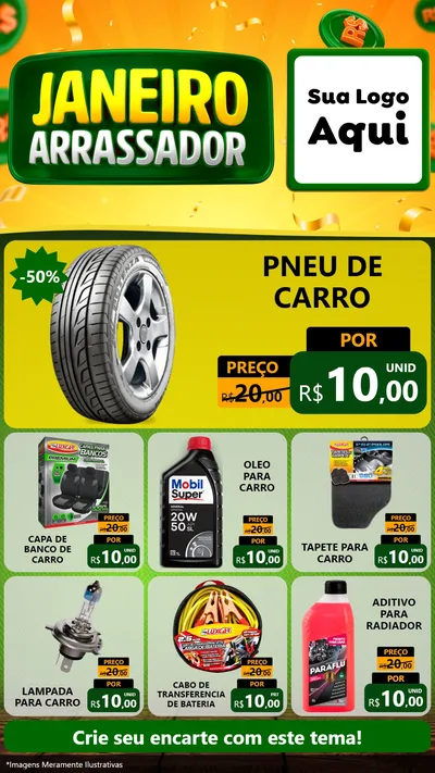 Modelo de Rede Social para Stories com o tema Janeiro Arrasador para Auto peças