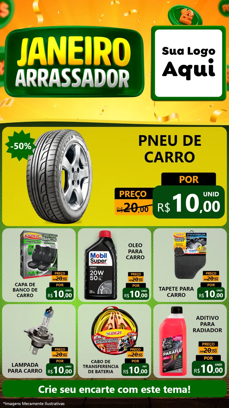 Modelo de Rede Social para Stories com o tema Janeiro Arrasador para Auto peças