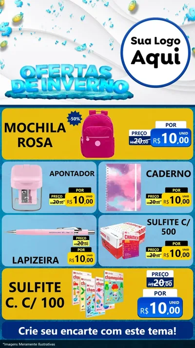 Modelo de TV para TV Vertical com o tema Ofertas de Inverno para Papelaria