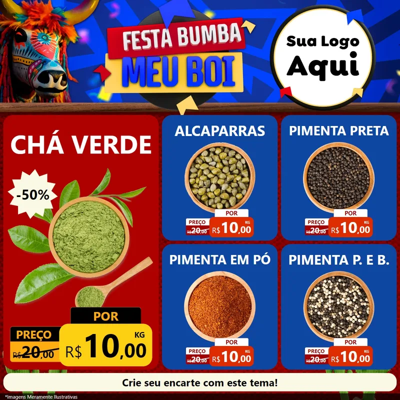 Modelo de Rede Social para Feed Facebook com o tema Festa Bumba meu Boi para Produtos Naturais