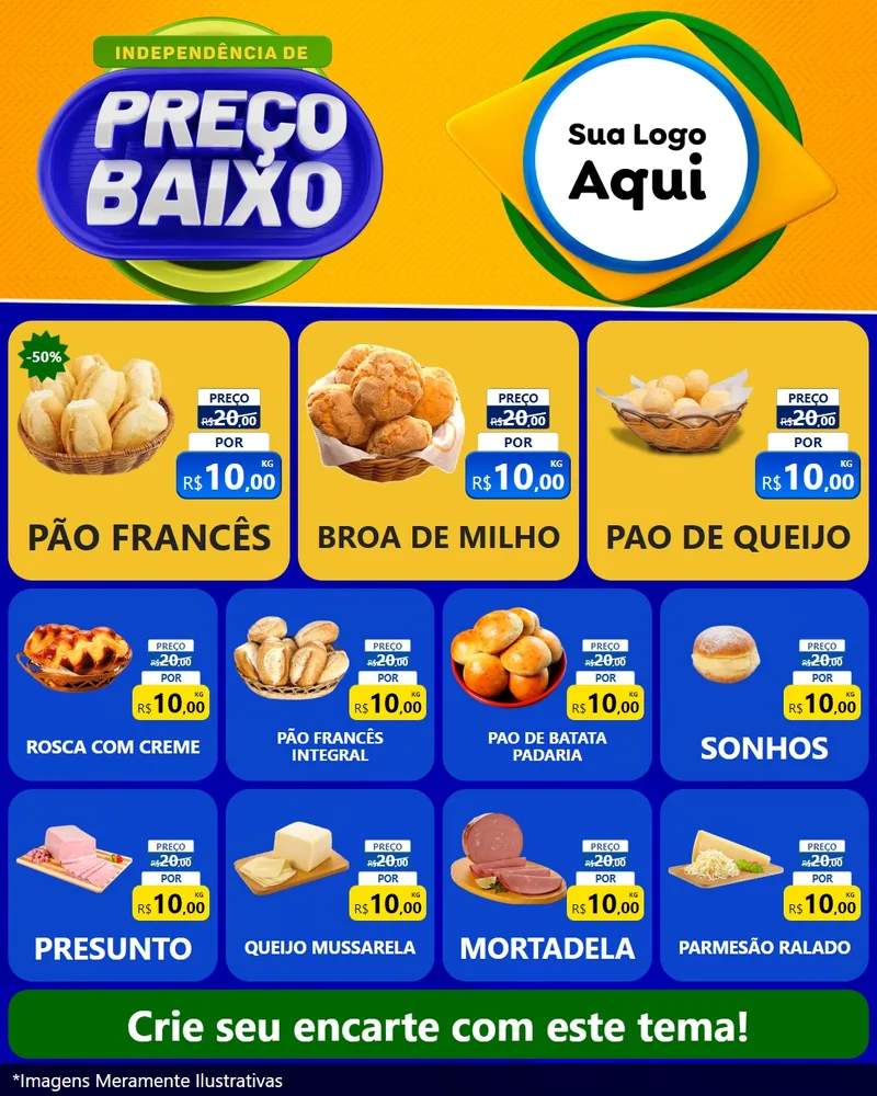 Modelo de Rede Social para Feed Instagram com o tema Independência de Preço Baixo para Padaria