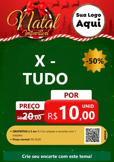 Modelo de Cartaz para Cartaz A4 Vertical com o tema Natal Imperdível para Hamburgueria