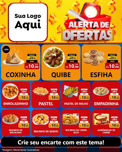 Modelo de Rede Social para Feed Instagram com o tema Alerta de Ofertas para Salgadaria