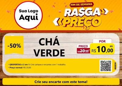 Modelo de Cartaz para Cartaz A4 Horizontal com o tema Fim de Semana Rasga Preços para Produtos Naturais
