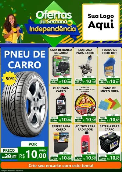 Modelo de Encarte para Encarte A4 Vertical com o tema Ofertas da Semana da Independência para Auto peças