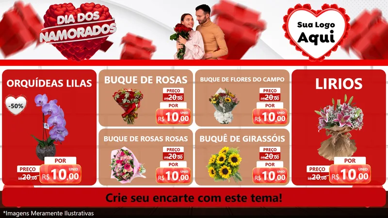 Modelo de TV para TV Horizontal com o tema Dia dos Namorados para Floricultura e jardim