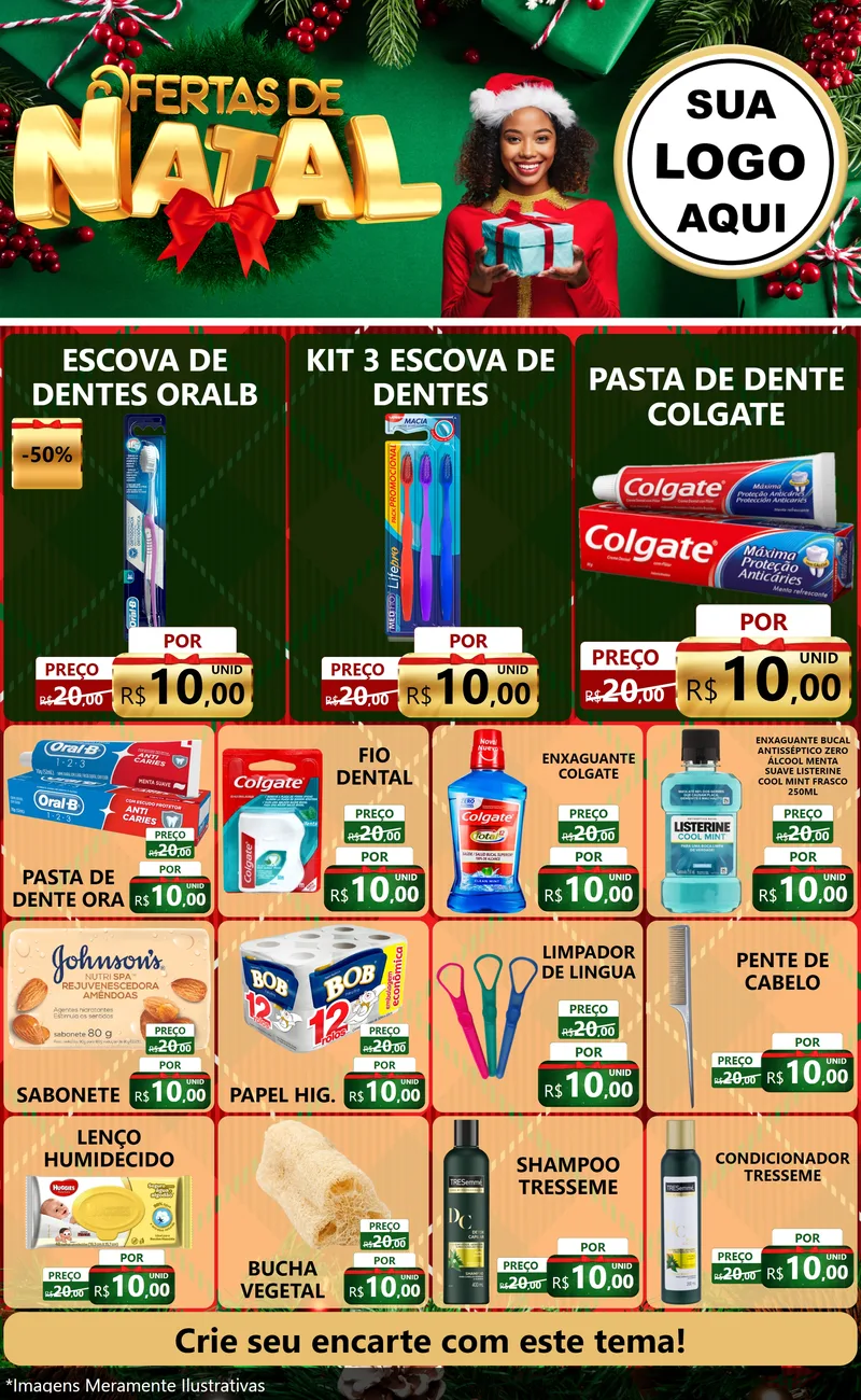 Modelo de Encarte para Encarte Grande com o tema Ofertas de Natal para Higiene Pessoal