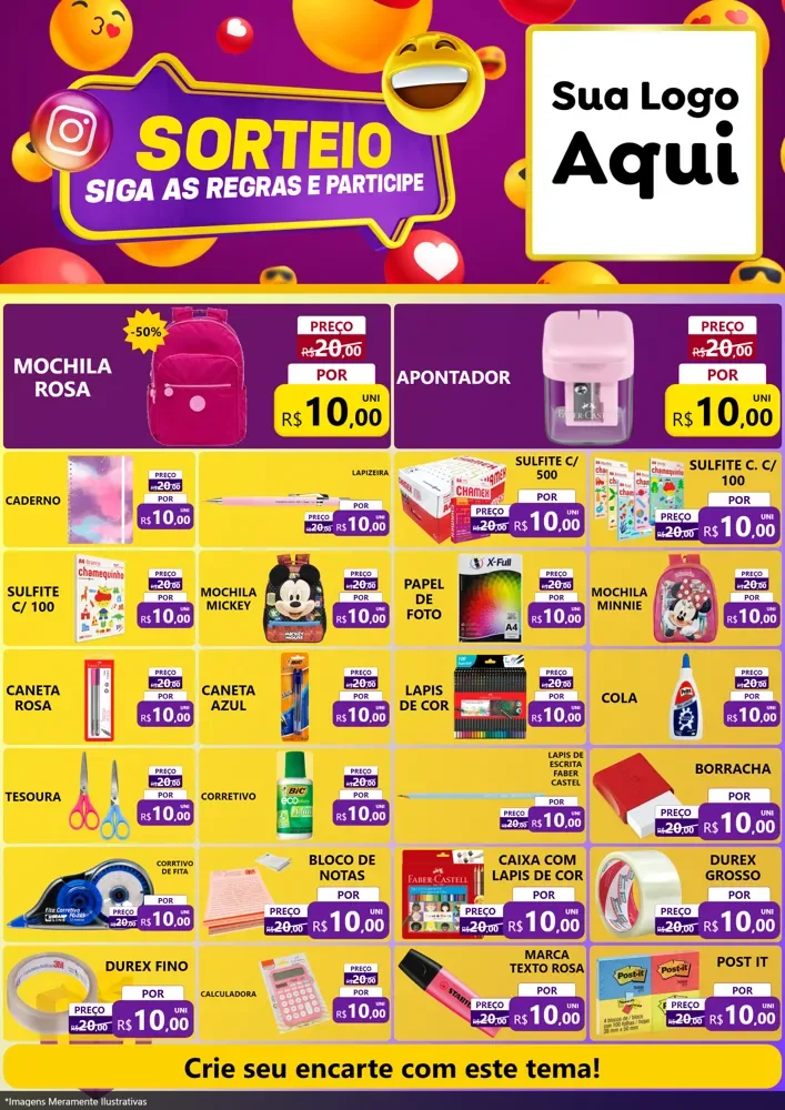 Modelo de Encarte para Encarte A4 Vertical com o tema Sorteio para Papelaria