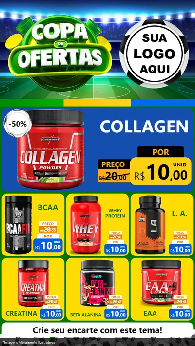 Modelo de Rede Social para Stories com o tema Copa de Ofertas para Suplementos alimentares