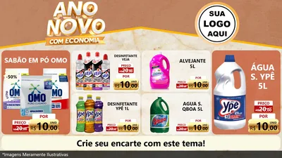 Modelo de TV para TV Horizontal com o tema Ano Novo Com Economia para Produtos de Limpeza