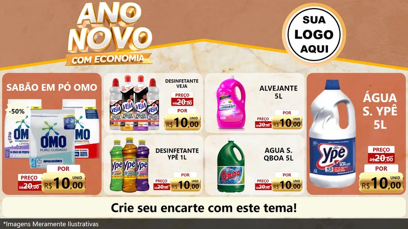 Modelo de TV para TV Horizontal com o tema Ano Novo Com Economia para Produtos de Limpeza