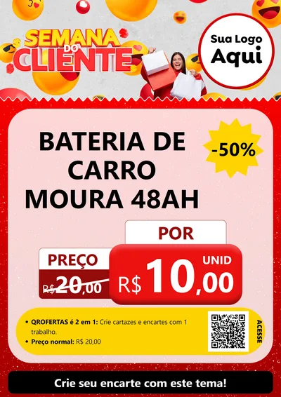 Modelo de Cartaz para Cartaz A4 Vertical com o tema Semana do Cliente para Baterias Elétricas