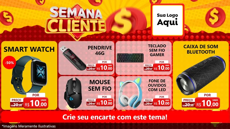 Modelo de TV para TV Horizontal com o tema Semana do Cliente para Informática