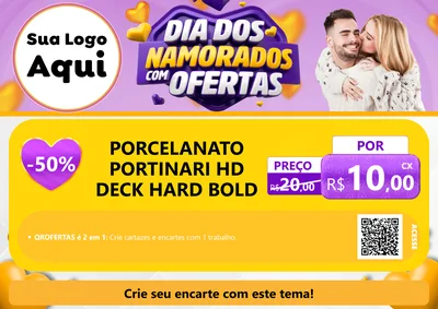 Modelo de Cartaz para Cartaz A4 Horizontal com o tema Dia Dos Namorados Com Ofertas para Pisos e revestimentos