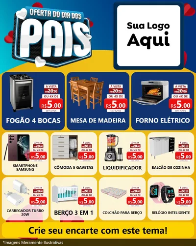 Modelo de Rede Social para Feed Instagram com o tema Oferta Do Dia Dos Pais para Móveis e Eletro