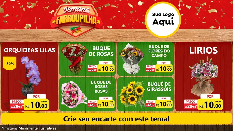 Modelo de TV para TV Horizontal com o tema Semana Farroupilha para Floricultura e jardim