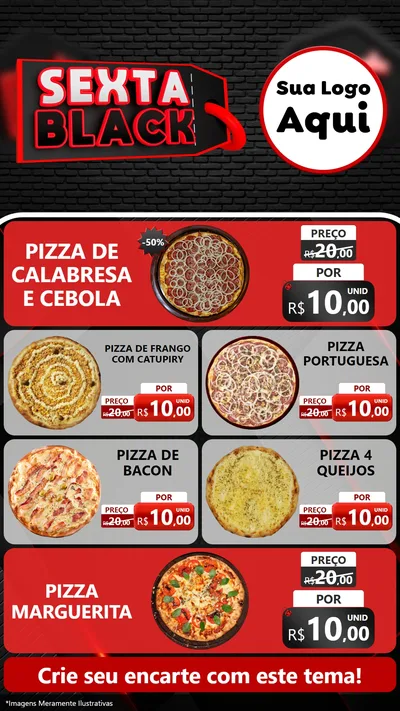 Modelo de TV para TV Vertical com o tema Sexta Black para Pizzaria