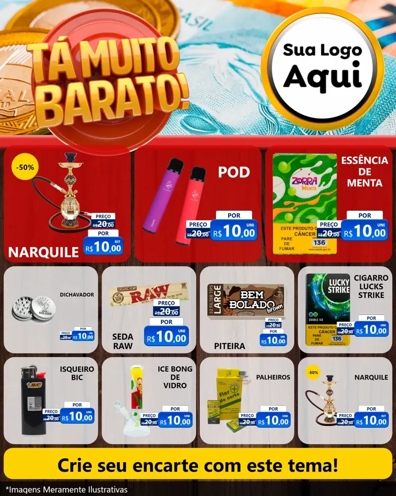 Modelo de Rede Social para Feed Instagram com o tema Está Muito Barato para Tabacaria