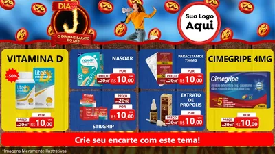 Modelo de TV para TV Horizontal com o tema Dia J - O Dia Mais Barato Do Mês para Farmácia