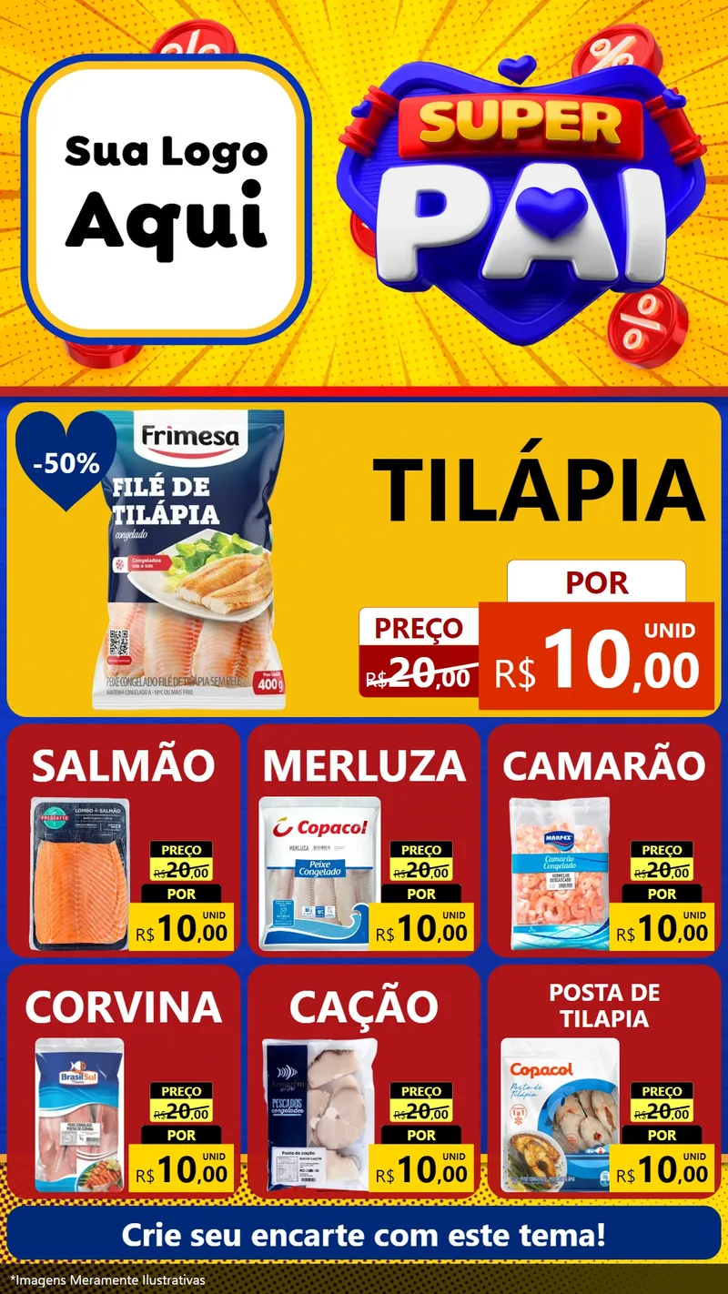 Modelo de Rede Social para Stories com o tema Super Pai para Peixaria