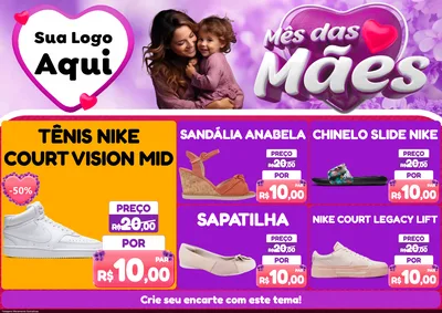 Modelo de Encarte para Encarte A4 Horizontal com o tema Mês das Mães para Calçados