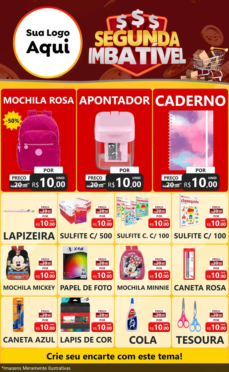 Modelo de Encarte para Encarte Grande com o tema Segunda Imbatível para Papelaria