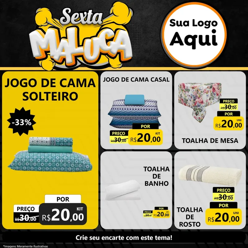 Modelo de Rede Social para Feed Facebook com o tema Sexta Maluca para Cama, Mesa e Banho