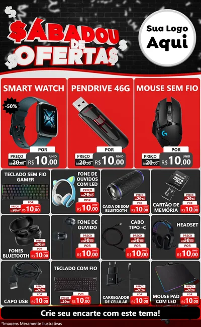 Modelo de Encarte para Encarte Grande com o tema Sabadou de Ofertas para Informática