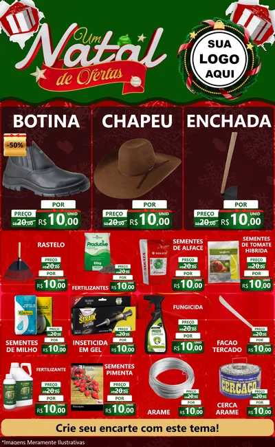 Modelo de Encarte para Encarte Grande com o tema Um Natal de Ofertas para Agropecuária