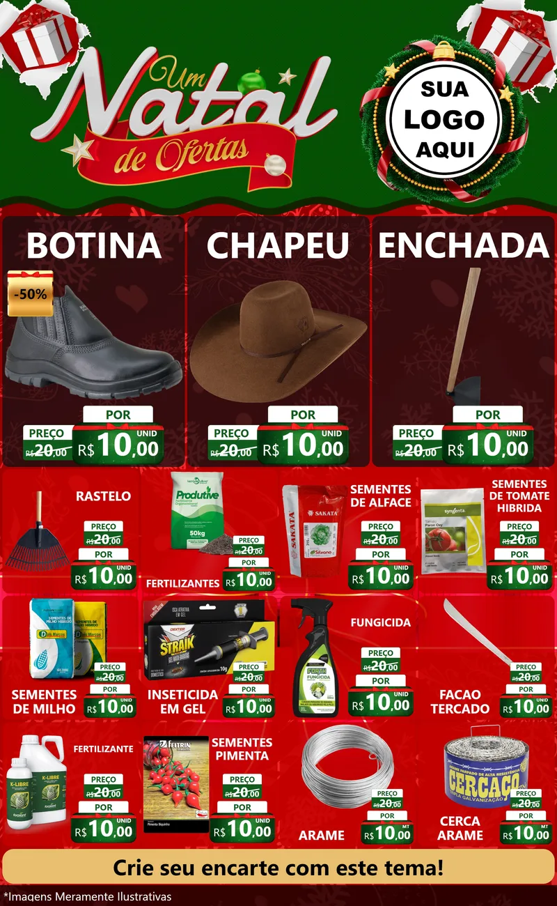 Modelo de Encarte para Encarte Grande com o tema Um Natal de Ofertas para Agropecuária