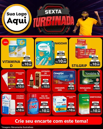 Modelo de Rede Social para Feed Instagram com o tema Sexta Turbinada para Farmácia