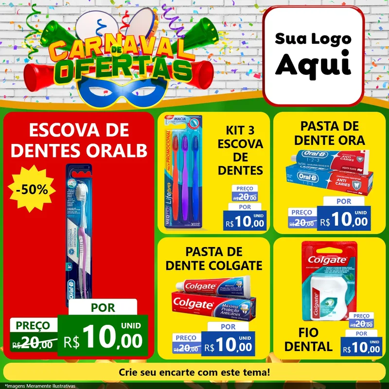 Modelo de Rede Social para Feed Facebook com o tema Carnaval de Ofertas para Higiene Pessoal