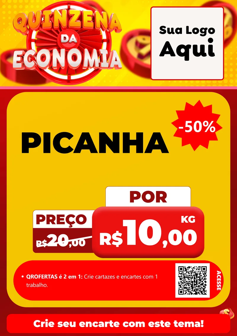 Modelo de Cartaz para Cartaz A4 Vertical com o tema Quinzena Da Economia para Açougue