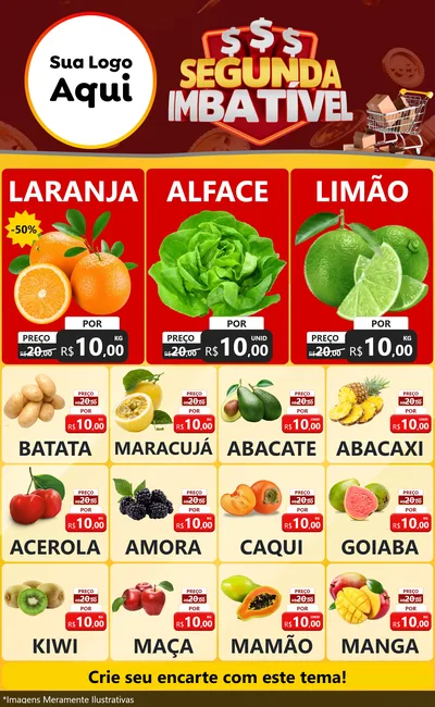 Modelo de Encarte para Encarte Grande com o tema Segunda Imbatível para Hortifrúti