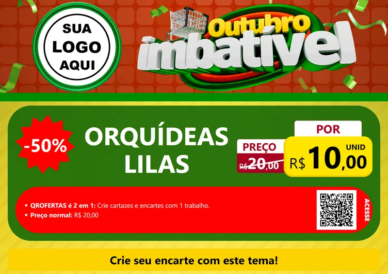 Modelo de Cartaz para Cartaz A4 Horizontal com o tema Outubro Imbatível para Floricultura e jardim