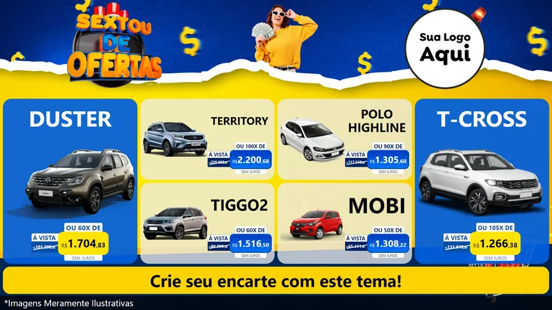 Modelo de TV para TV Horizontal com o tema Sextou de Ofertas para Concessionaria de Carros