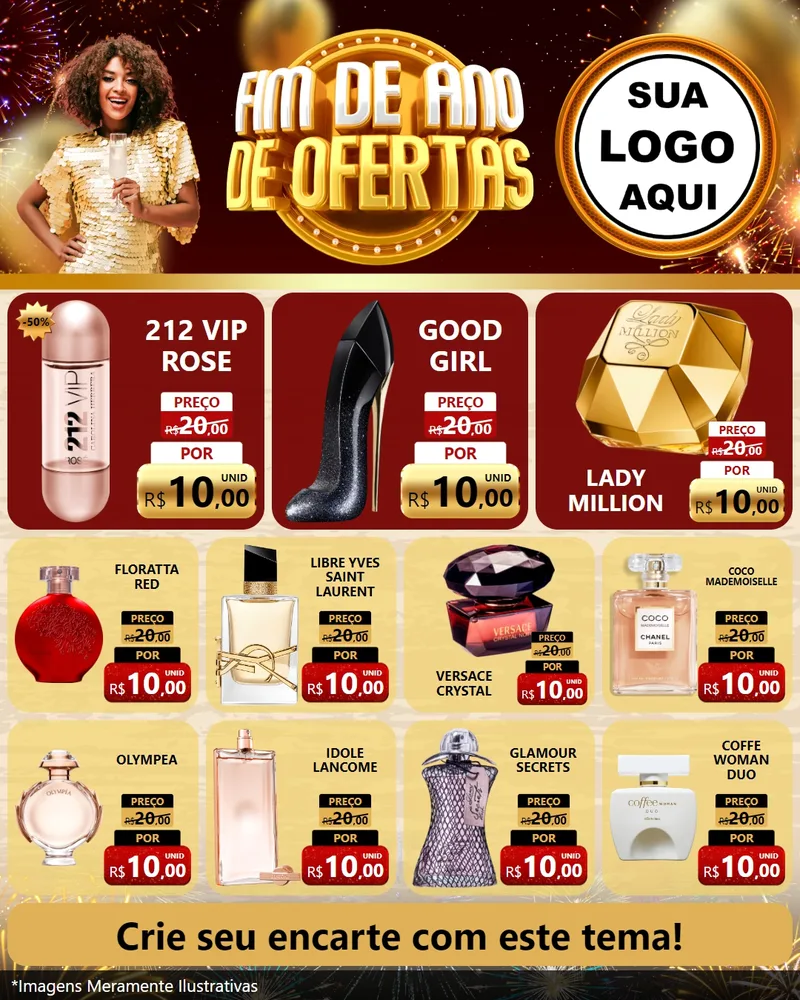 Modelo de Rede Social para Feed Instagram com o tema Fim de Ano de Ofertas para Perfumes