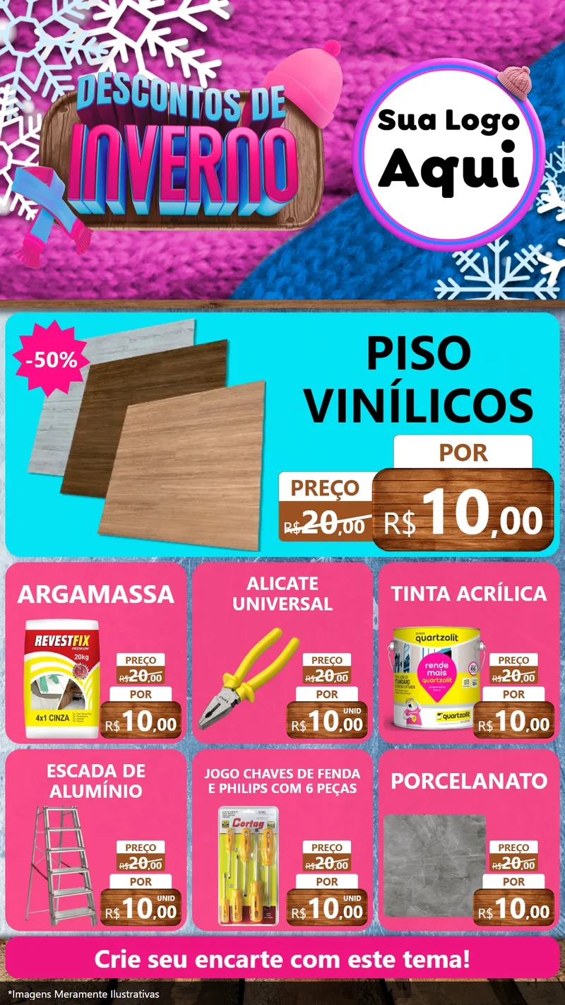 Modelo de Rede Social para Stories com o tema Descontos de Inverno para Material para Construção