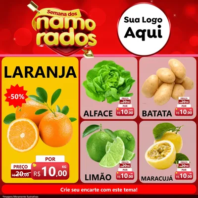 Modelo de Rede Social para Feed Facebook com o tema Semana dos namorados para Hortifrúti